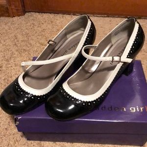 Black and white heels